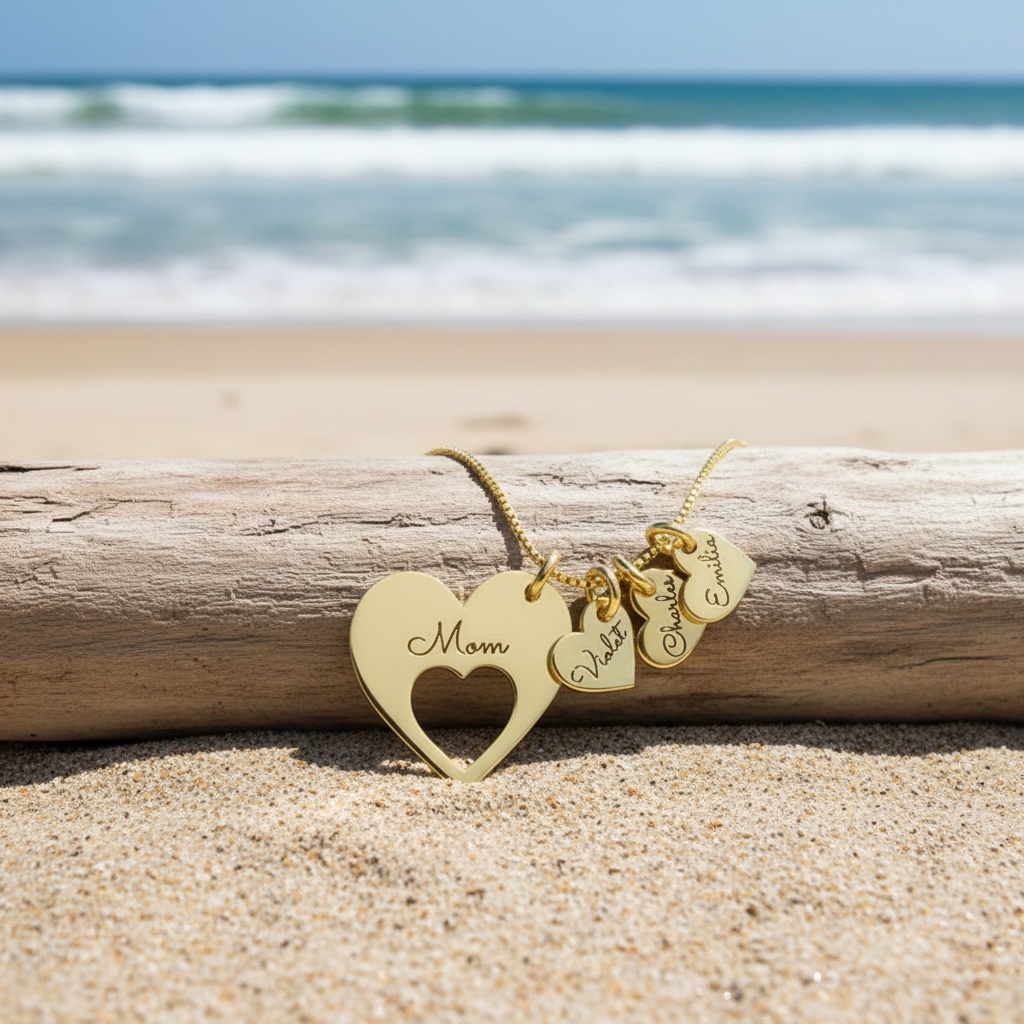 Personalized Heart-Shaped Mom Name Necklace